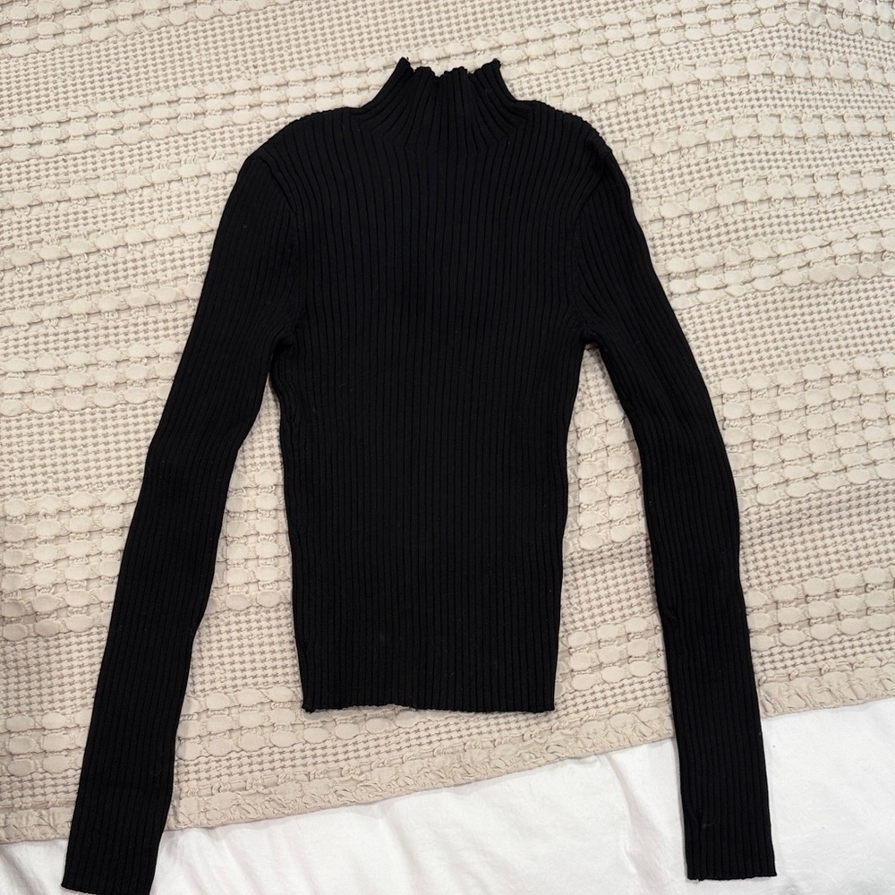 Zara Black Ribbed Turtleneck High Neck  Sweater